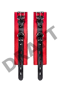 Наручники TOYFA Theatre, кожа, красные, 23 см