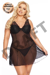 Комбинация и стринги SoftLine Collection Berta, черный, XL