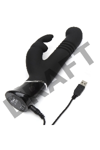 Черный хай-тек вибратор Greedy Girl Thrusting Rabbit Vibrator - 22,8 см.