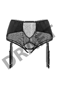 Эротические трусики-пояс для чулок Waname Elegance с высокой посадкой черные (46-48)