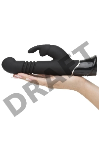 Черный хай-тек вибратор Greedy Girl Thrusting Rabbit Vibrator - 22,8 см.
