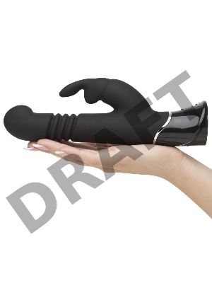 Черный хай-тек вибратор Greedy Girl Thrusting Rabbit Vibrator - 22,8 см.