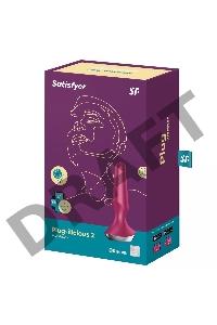 Малиновая анальная пробка с вибрацией Satisfyer Plug-ilicious 2 - 14 см.