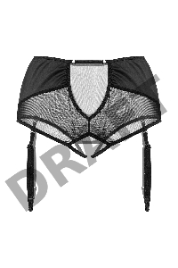 Эротические трусики-пояс для чулок Waname Elegance с высокой посадкой черные (46-48)