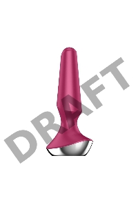 Малиновая анальная пробка с вибрацией Satisfyer Plug-ilicious 2 - 14 см.