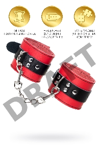 Наручники TOYFA Theatre, кожа, красные, 23 см