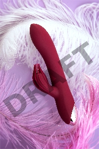 Вибратор с клиторальным стимулятором L'EROINA by TOYFA Sangra, силикон, бордовый, 20,5 см