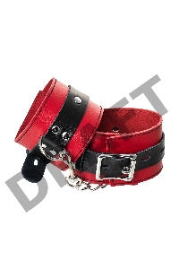 Наручники TOYFA Theatre, кожа, красные, 23 см