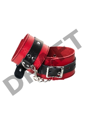 Наручники TOYFA Theatre, кожа, красные, 23 см