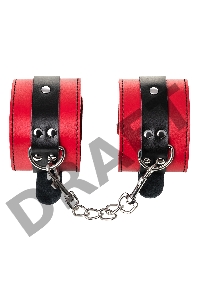 Наручники TOYFA Theatre, кожа, красные, 23 см