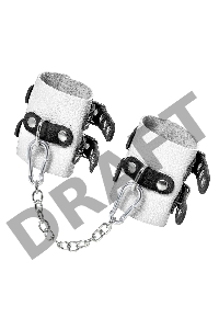 Наручники Pecado BDSM,с двумя ремешками с люверсами, мягкие, натуральная кожа, бело-чёрные