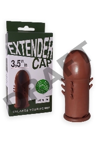 Коричневый латексный удлинитель пениса 3.5 in с шипиками