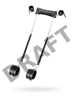 Система фиксации рук и ног с мягкои нагруднои подушечкои Pecado BDSM, натуральная кожа, черная