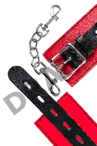 Наручники TOYFA Theatre, кожа, красные, 23 см