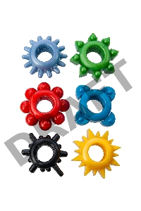 Набор разноцветных колец на пенис TOYFA 6 шт, TPE, ассорти