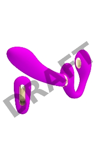 Лиловый безремневой страпон с функцией электростимуляции Thunderbird