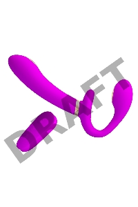 Лиловый безремневой страпон с функцией электростимуляции Thunderbird