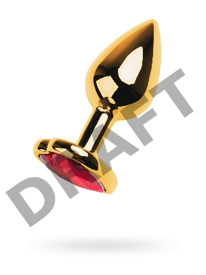 Анальная втулка Metal by TOYFA, металл, золотая, с красным кристаллом, 7 см, Ø 2,7 см, 50 г