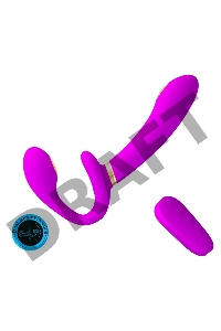 Лиловый безремневой страпон с функцией электростимуляции Thunderbird
