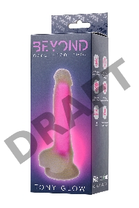 Фаллоимитатор, светящийся в темноте, Beyond by Toyfa, Tony Glow, силикон, прозрачный, 20 см