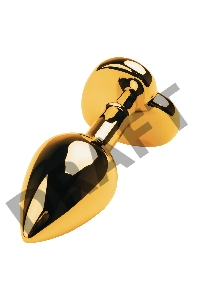 Анальная втулка Metal by TOYFA, металл, золотая, с красным кристаллом, 7 см, Ø 2,7 см, 50 г