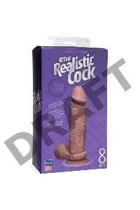 Фаллоимитатор реалистик на присоске 8” коричневый Realistic Cock Vac-U-Lock