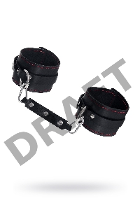 Оковы однослоиные с контрастнои строчкои Pecado BDSM, натуральная кожа, черные