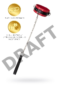 Ошейник TOYFA Theatre красно-черный кожаный с поводком