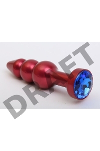 Красная анальная ёлочка с синим кристаллом - 11,2 см.