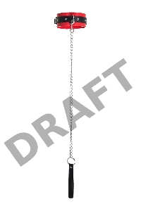 Ошейник TOYFA Theatre красно-черный кожаный с поводком