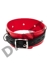 Ошейник TOYFA Theatre красно-черный кожаный с поводком