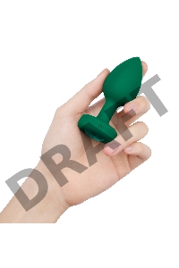 Зеленая анальная вибровтулка с кристаллом Vibrating Jewel Plug M/L - 10,5 см.