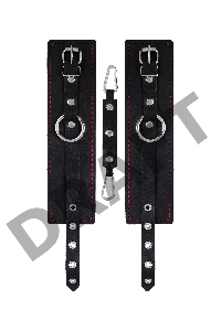 Оковы однослоиные с контрастнои строчкои Pecado BDSM, натуральная кожа, черные