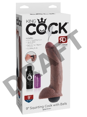 Фаллоимитатор-реалистик King Cock Squirting с мошонкой коричневый, 23 см