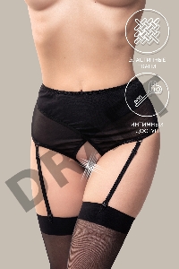 Эротические трусики-пояс для чулок Waname Pliability с высокой посадкой черные (46-48)