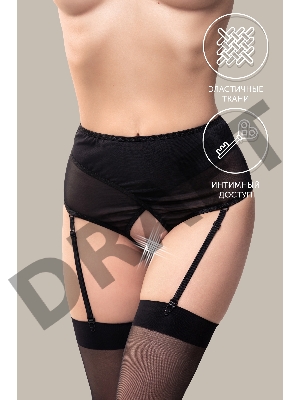 Эротические трусики-пояс для чулок Waname Pliability с высокой посадкой черные (46-48)