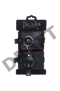 Оковы однослоиные с контрастнои строчкои Pecado BDSM, натуральная кожа, черные