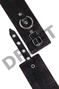 Оковы однослоиные с контрастнои строчкои Pecado BDSM, натуральная кожа, черные