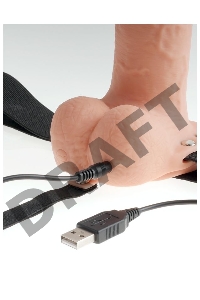 Перезаряжаемый универсальный полый вибрострапон Fetish Fantasy 7 Hollow Rechargeable Strap-on with Balls