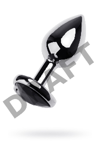 Анальная втулка Metal by TOYFA, металл, серебряная, с чёрным кристаллом, 7 см, Ø 2,7 см, 50 г