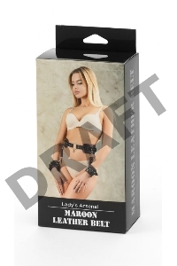 Бордовый пояс с колечками для крепления наручников Maroon Leather Belt
