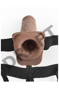 Перезаряжаемый универсальный полый вибрострапон с пультом ДУ Fetish Fantasy 7 Hollow Rechargeable Strap-On Remote Tan