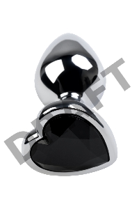 Анальная втулка Metal by TOYFA, металл, серебряная, с чёрным кристаллом, 7 см, Ø 2,7 см, 50 г