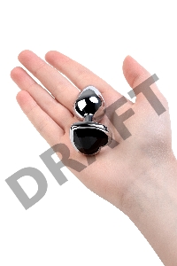 Анальная втулка Metal by TOYFA, металл, серебряная, с чёрным кристаллом, 7 см, Ø 2,7 см, 50 г