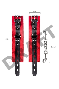 Наручники TOYFA Theatre, кожа, красные, 23 см