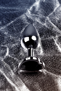 Анальная втулка Metal by TOYFA, металл, серебряная, с чёрным кристаллом, 7 см, Ø 2,7 см, 50 г