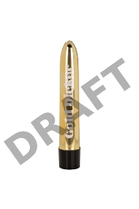 Золотистый классический вибратор Naughty Bits Gold Dicker Personal Vibrator - 19 см.