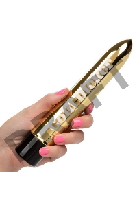Золотистый классический вибратор Naughty Bits Gold Dicker Personal Vibrator - 19 см.