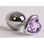 Анальная пробка сердечком с сиреневым стразом 7,5 х 2,8 см 47142-MM