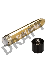 Золотистый классический вибратор Naughty Bits Gold Dicker Personal Vibrator - 19 см.